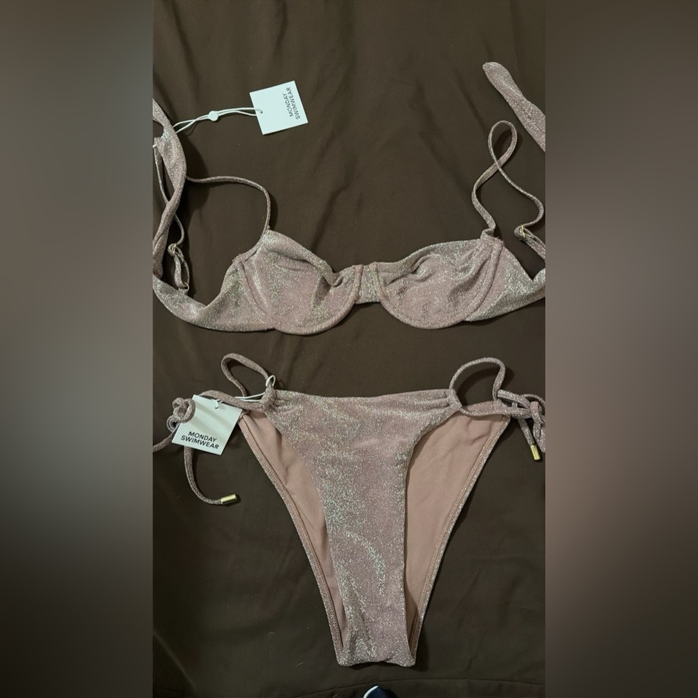 Monday Swimwear Sparkle Bikini Set - Light Pink